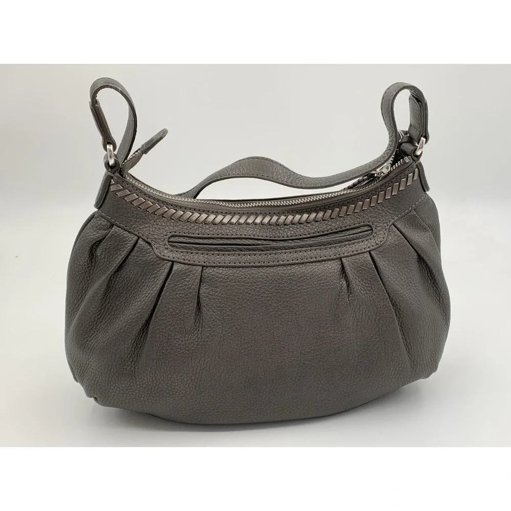 BRIGHTON‎ Masterpiece Mon Amie Shoulder Bag Metallic Pewter Leather NIB Duster
